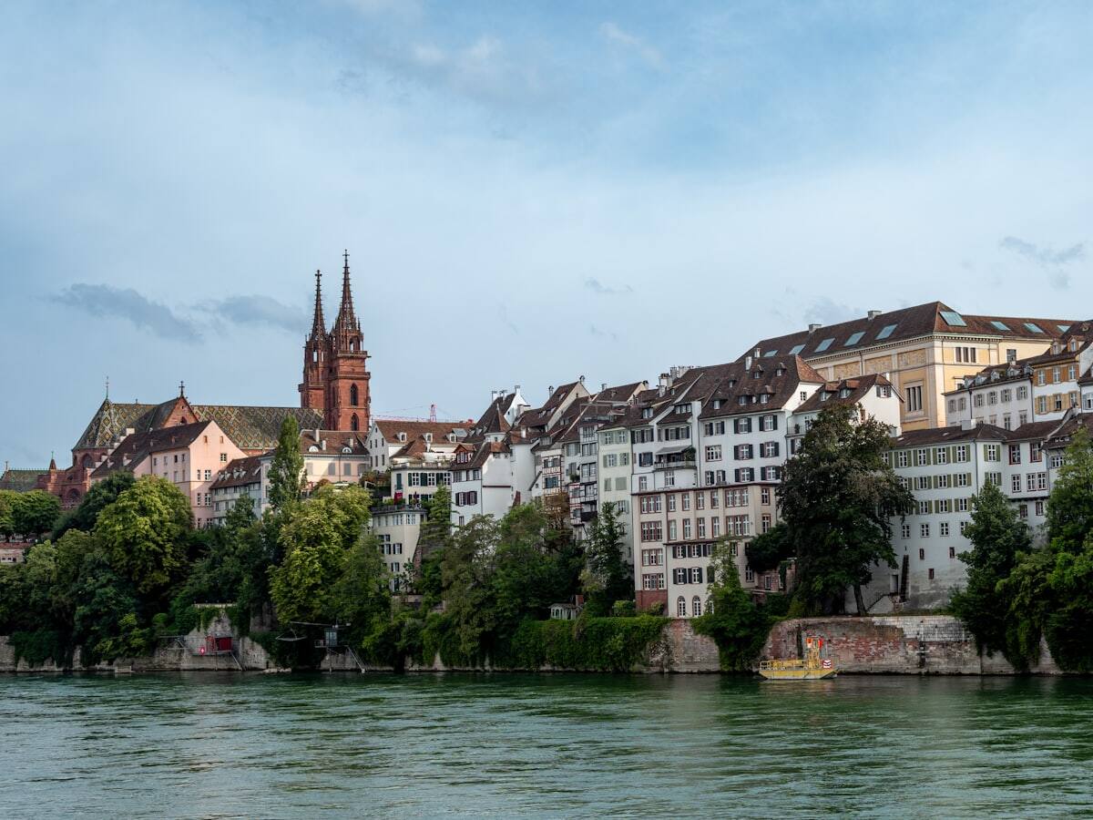 Basel's historic Old Town and cathedral viewed across the Rhine