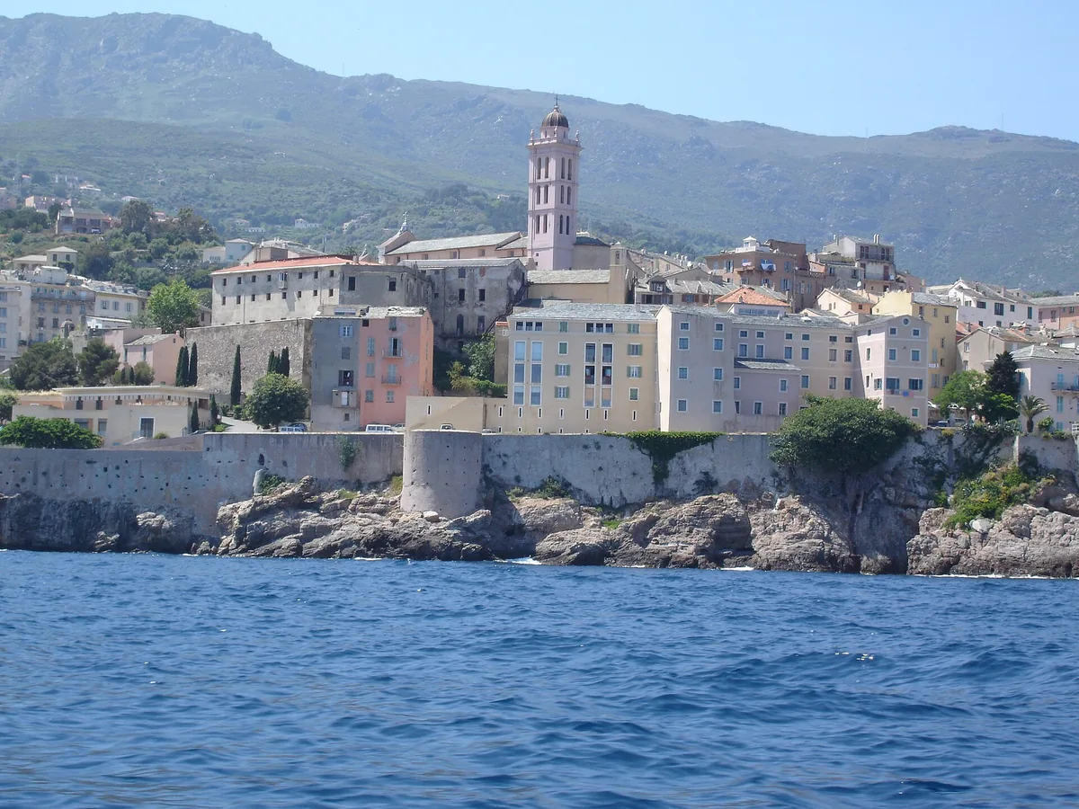 Bastia Citadel and waterfront seen from the sea