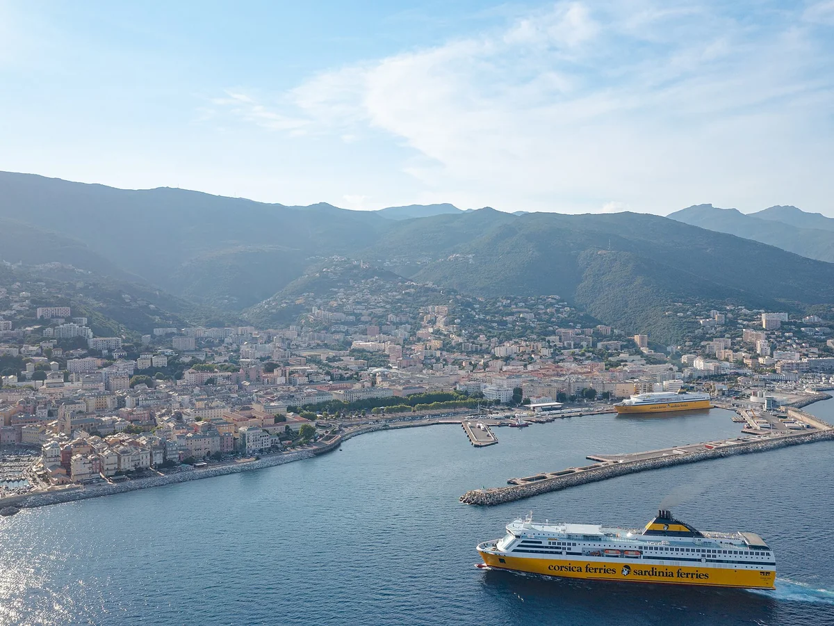 Ferry approaching the Port of Bastia on the Corsican coast