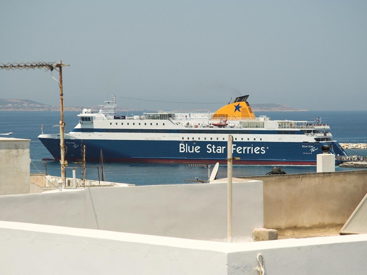 Blue Star ferry docked at Naxos Port
