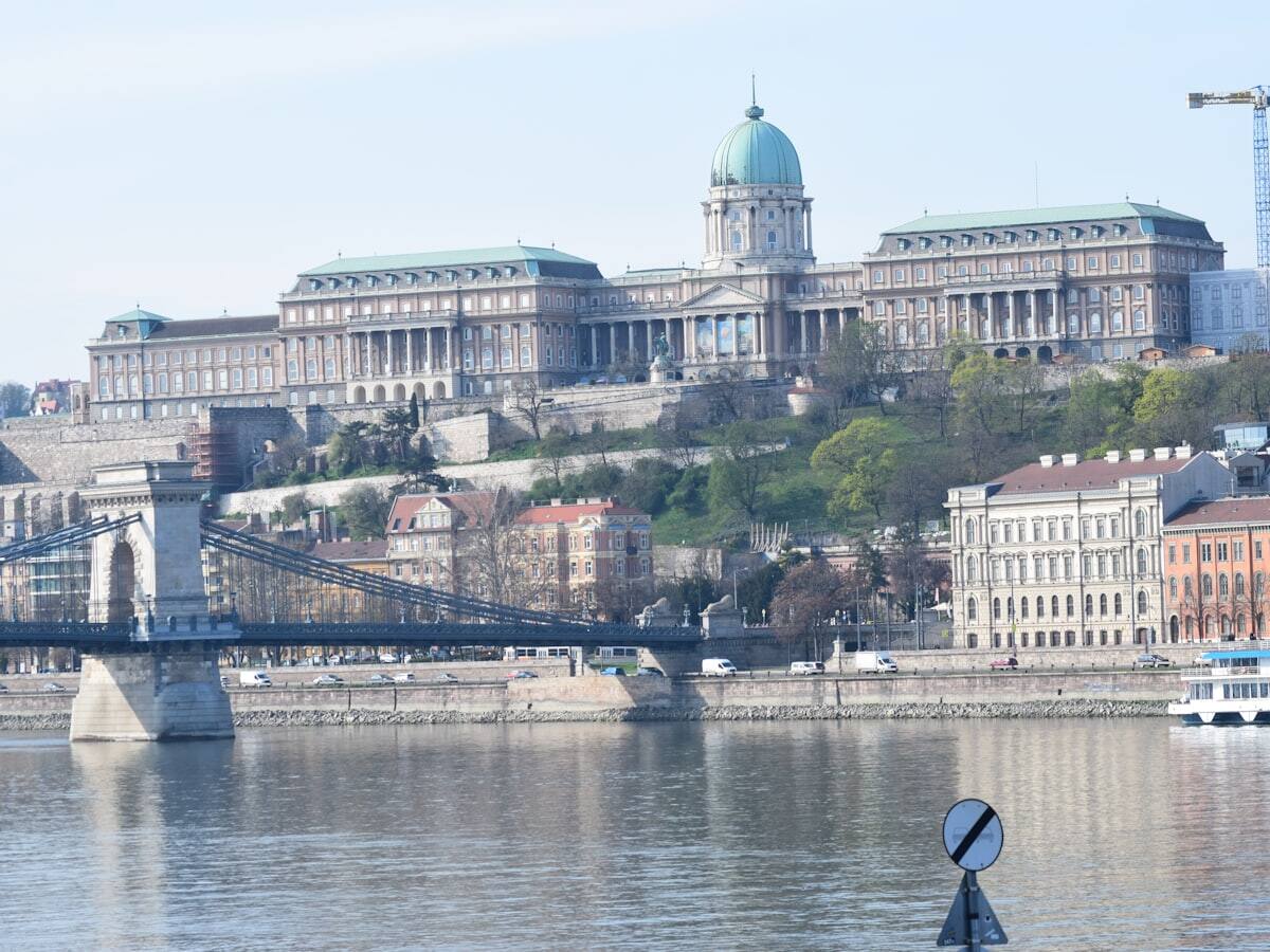 Buda Castle and the Chain Bridge viewed across the Danube in Budapest