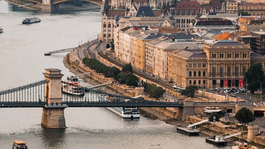 Budapest's Parliament Building and Chain Bridge beside the Danube River