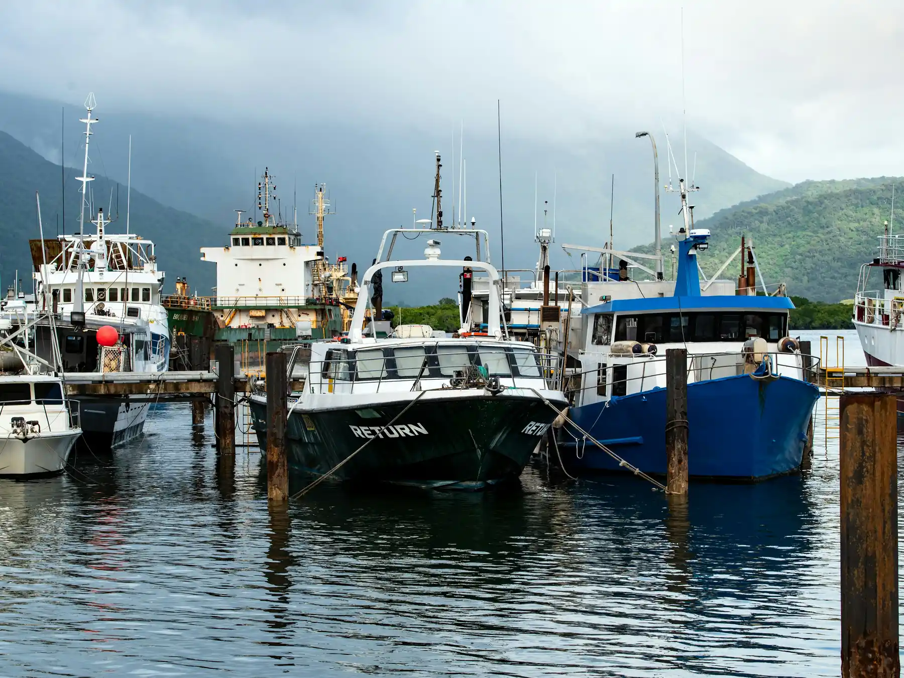 Fishing boats on Trinity Inlet near Cairns, Queensland.