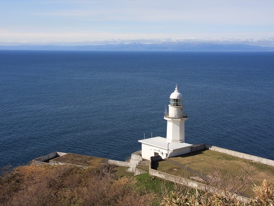 White Cape Chikyu lighthouse overlooking the sea near Muroran