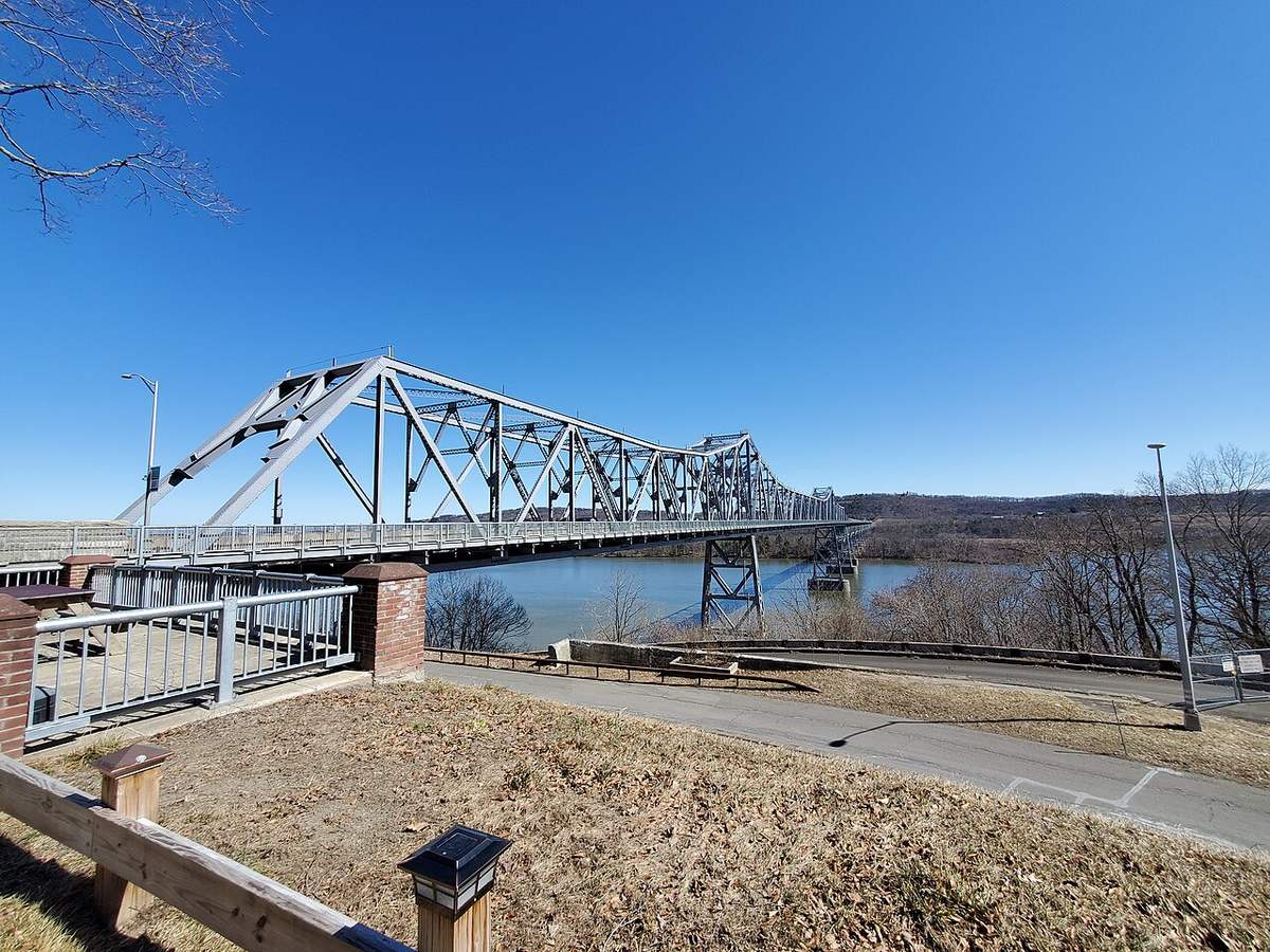 Rip Van Winkle Bridge and Hudson River from the Catskill, New York side
