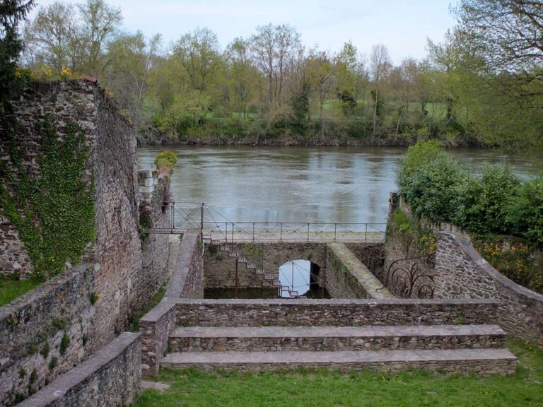 Historic stone landing at Port Saint-Pierre beside the Loire in Chalonnes-sur-Loire, France