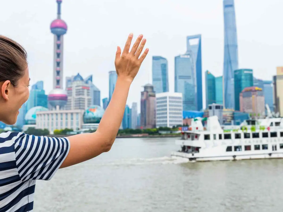 Shanghai Waterfront from the Cruise Port Shanghai waterfront skyline near the cruise port in China