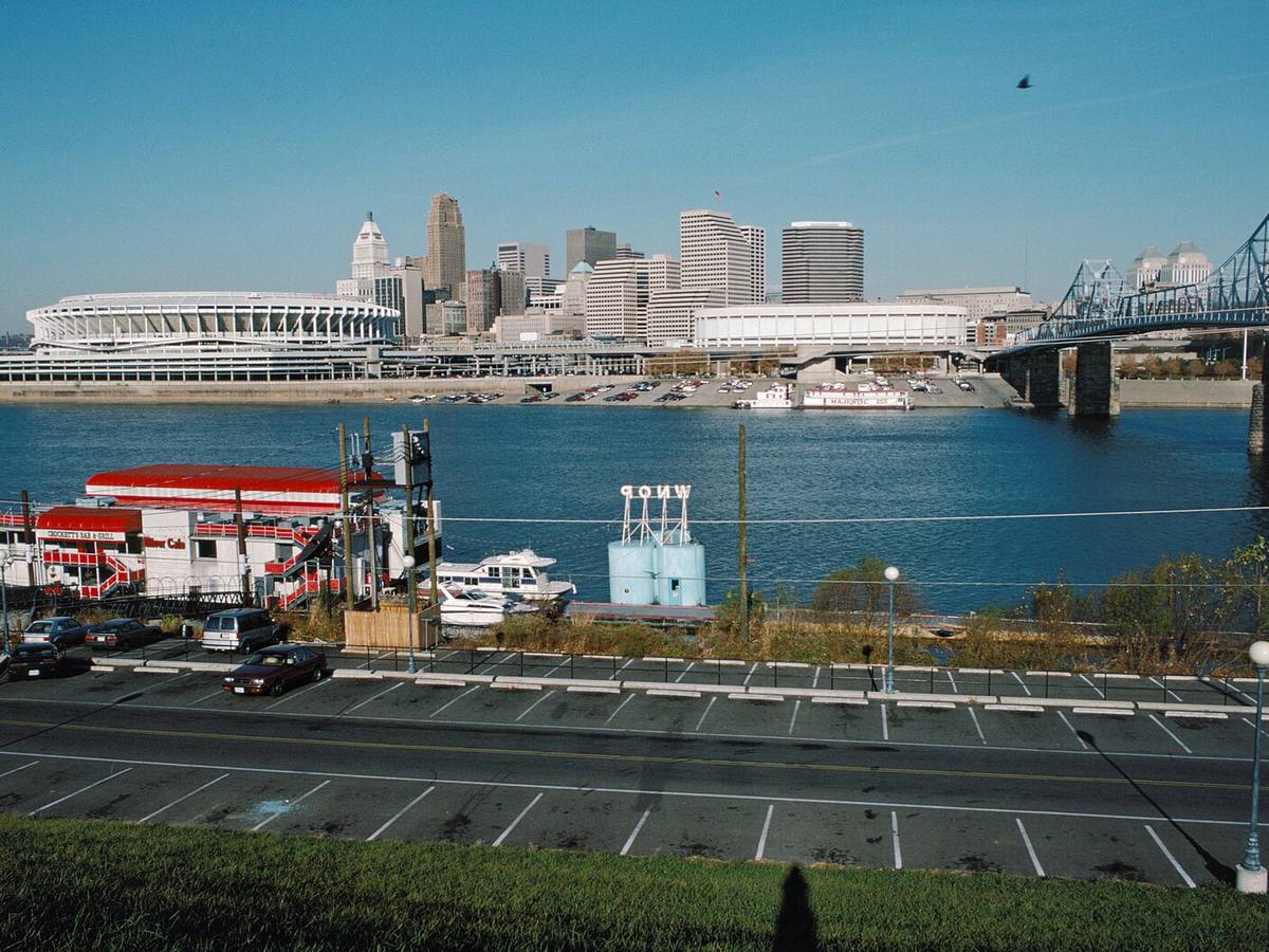 Riverfront and cruise port area at Cincinnati, Ohio, United States