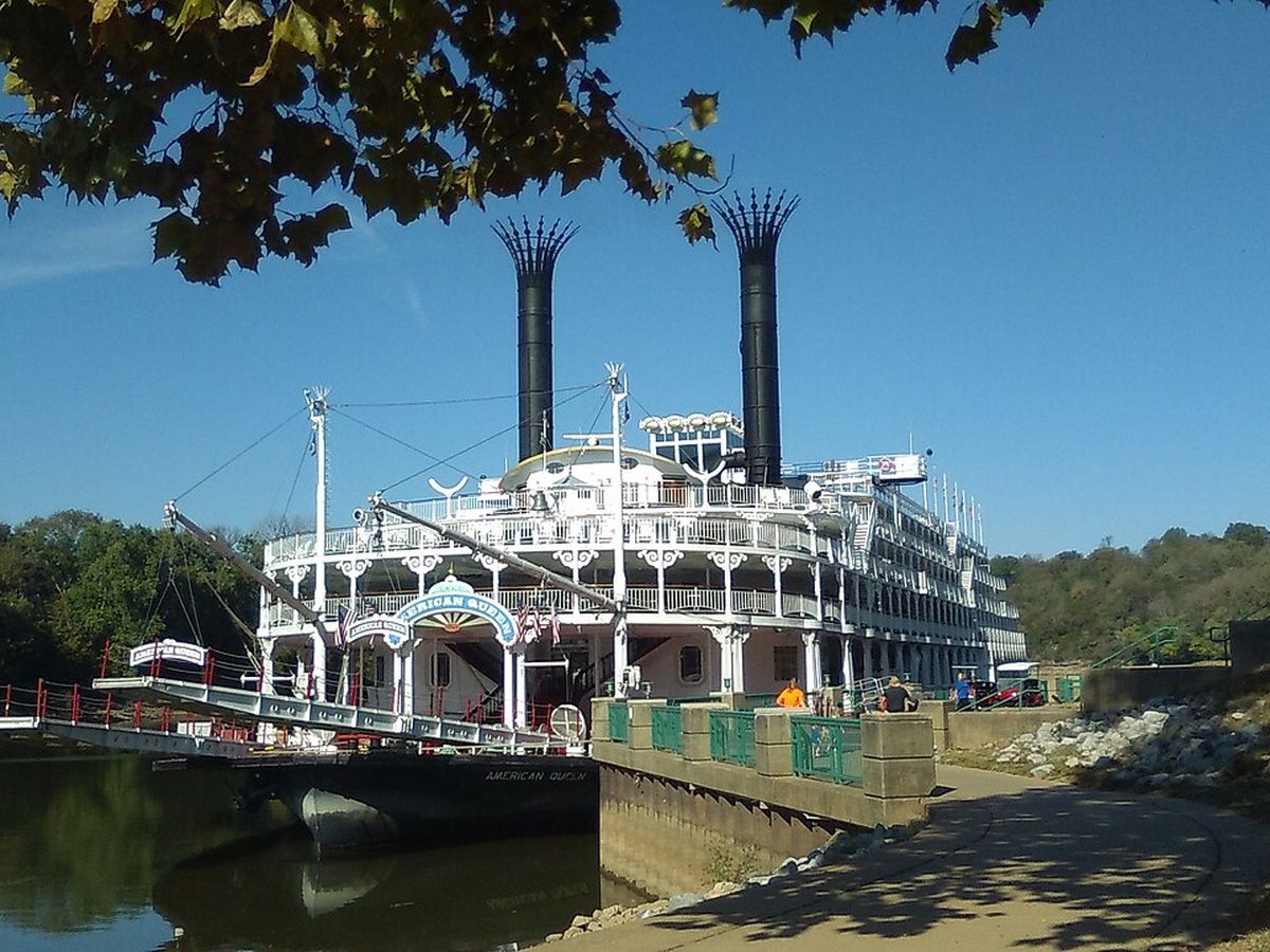 American Queen riverboat docked at the Clarksville Tennessee riverfront