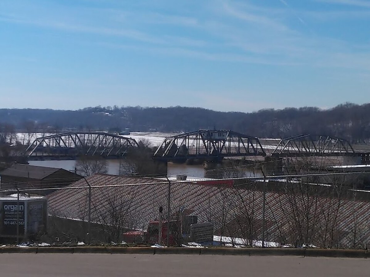 Historic swing bridge across the Cumberland River in Clarksville