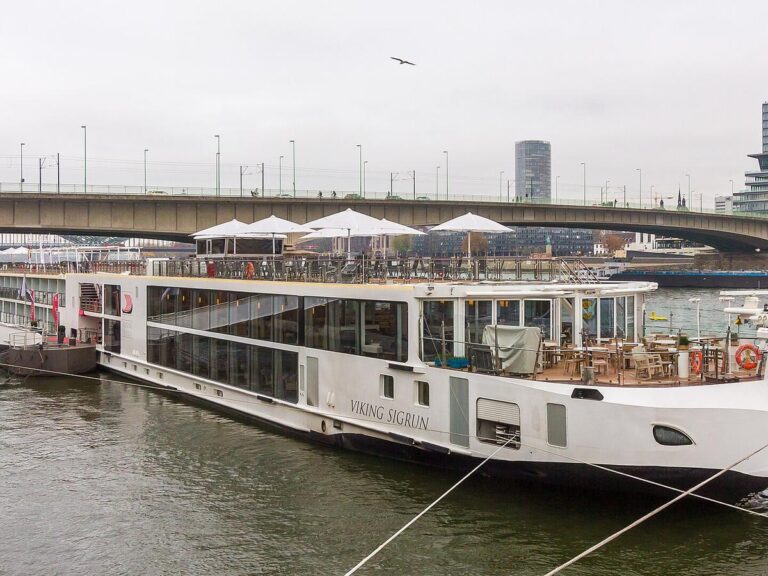 River cruise ship moored along the Rhine in Cologne