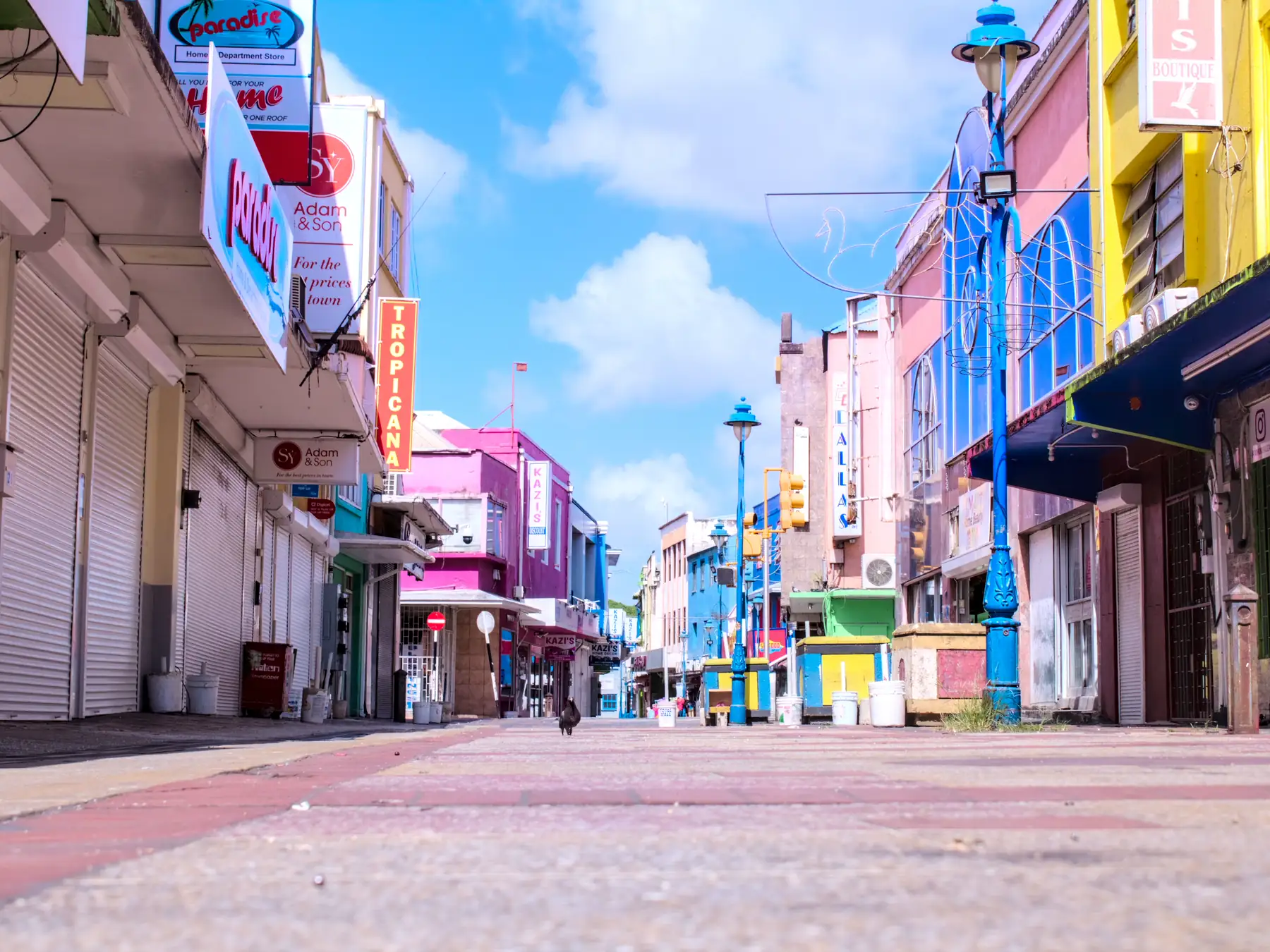 Colorful historic street scene in Bridgetown, Barbados