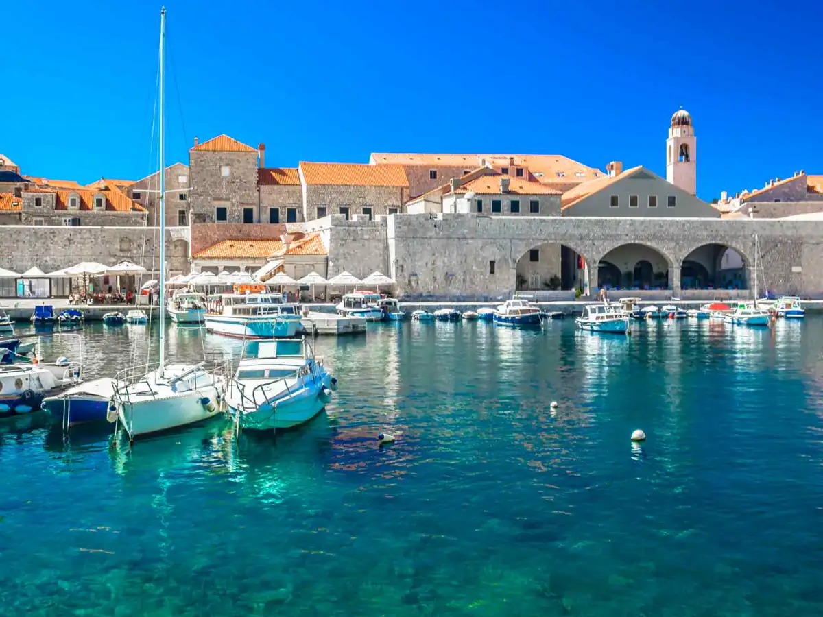 Dubrovnik harbor along Croatia's Adriatic coast