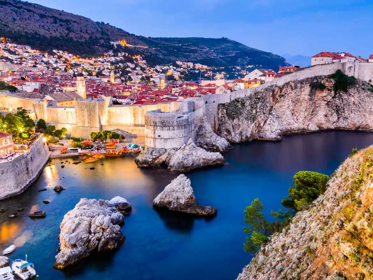 Dubrovnik waterfront and old city near the cruise port