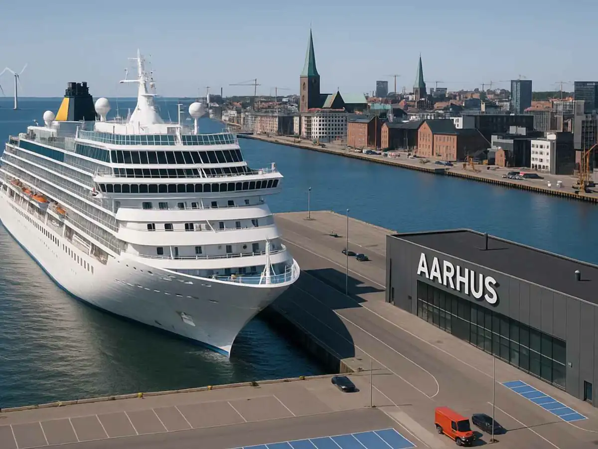 Aarhus harbor and cityscape in Denmark