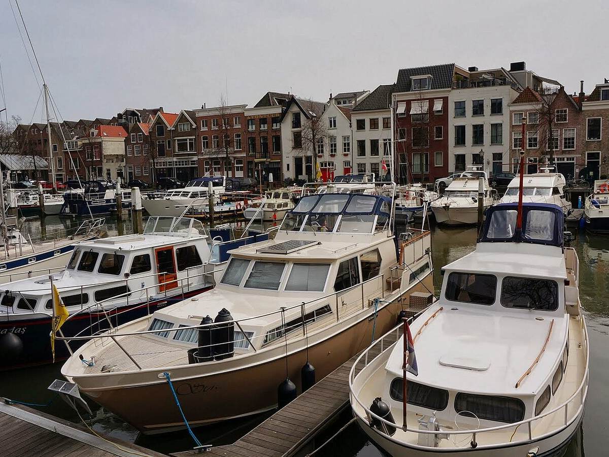 Riverfront and cruise port area at Dordrecht, Netherlands