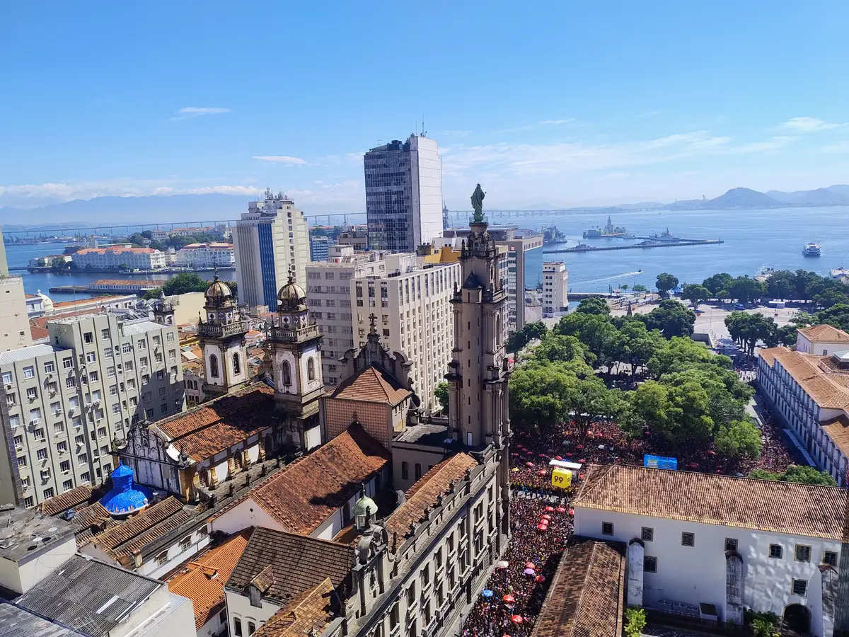 Aerial view of downtown Rio de Janeiro and Guanabara Bay