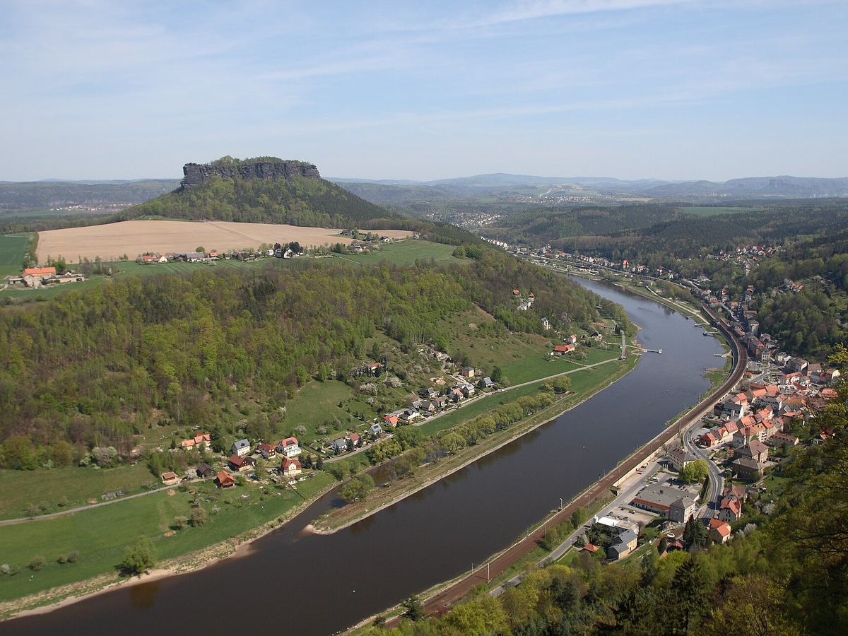 Elbe River winding through Saxon Switzerland