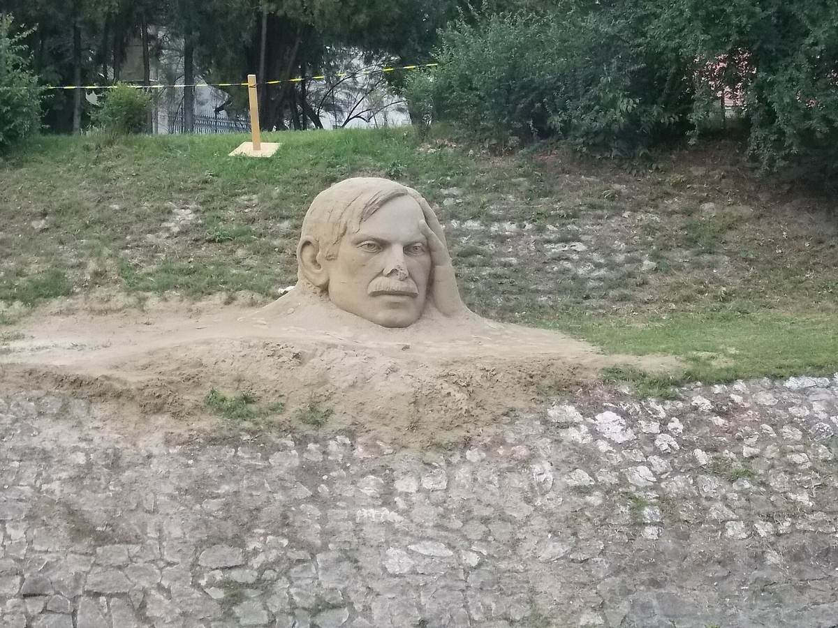Sand sculpture at the Little Danube Riverbank in Esztergom, Hungary in Esztergom, Hungary