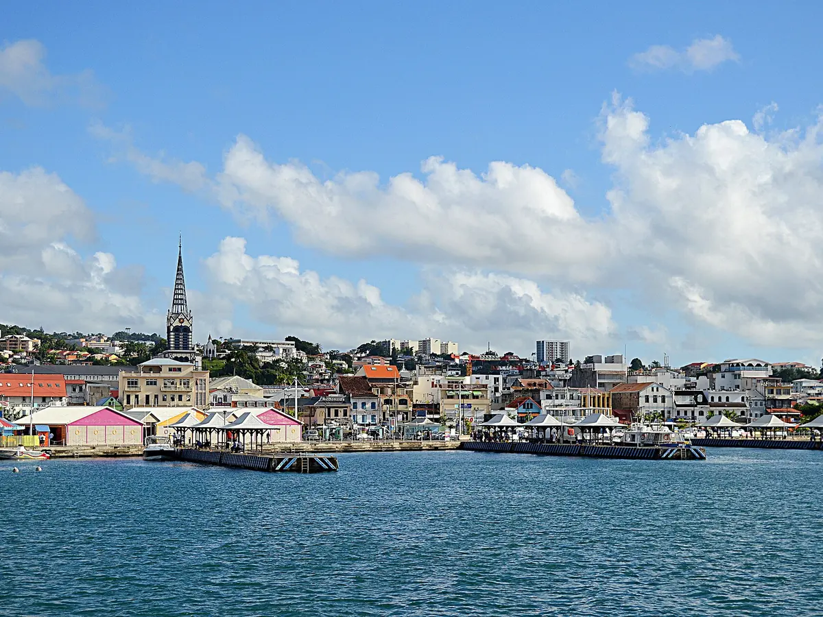 Cruise ship and waterfront at Fort-de-France, Martinique