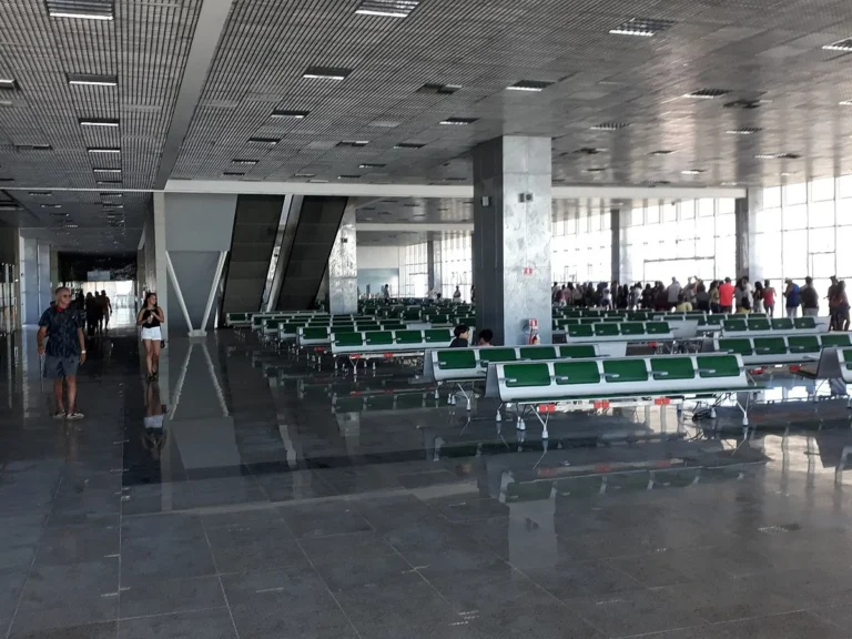 Passenger seating area inside the Mucuripe Port terminal in Fortaleza