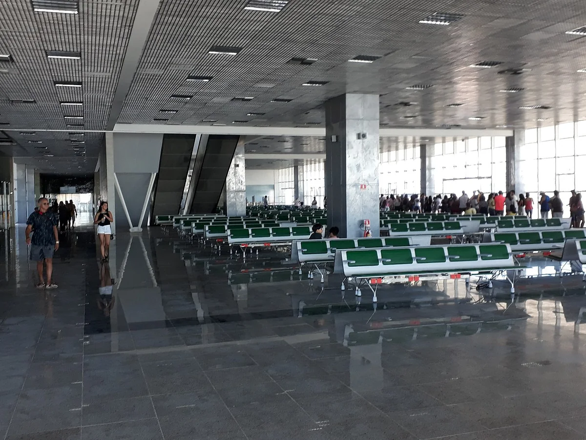 Passenger seating area inside the Mucuripe Port terminal in Fortaleza