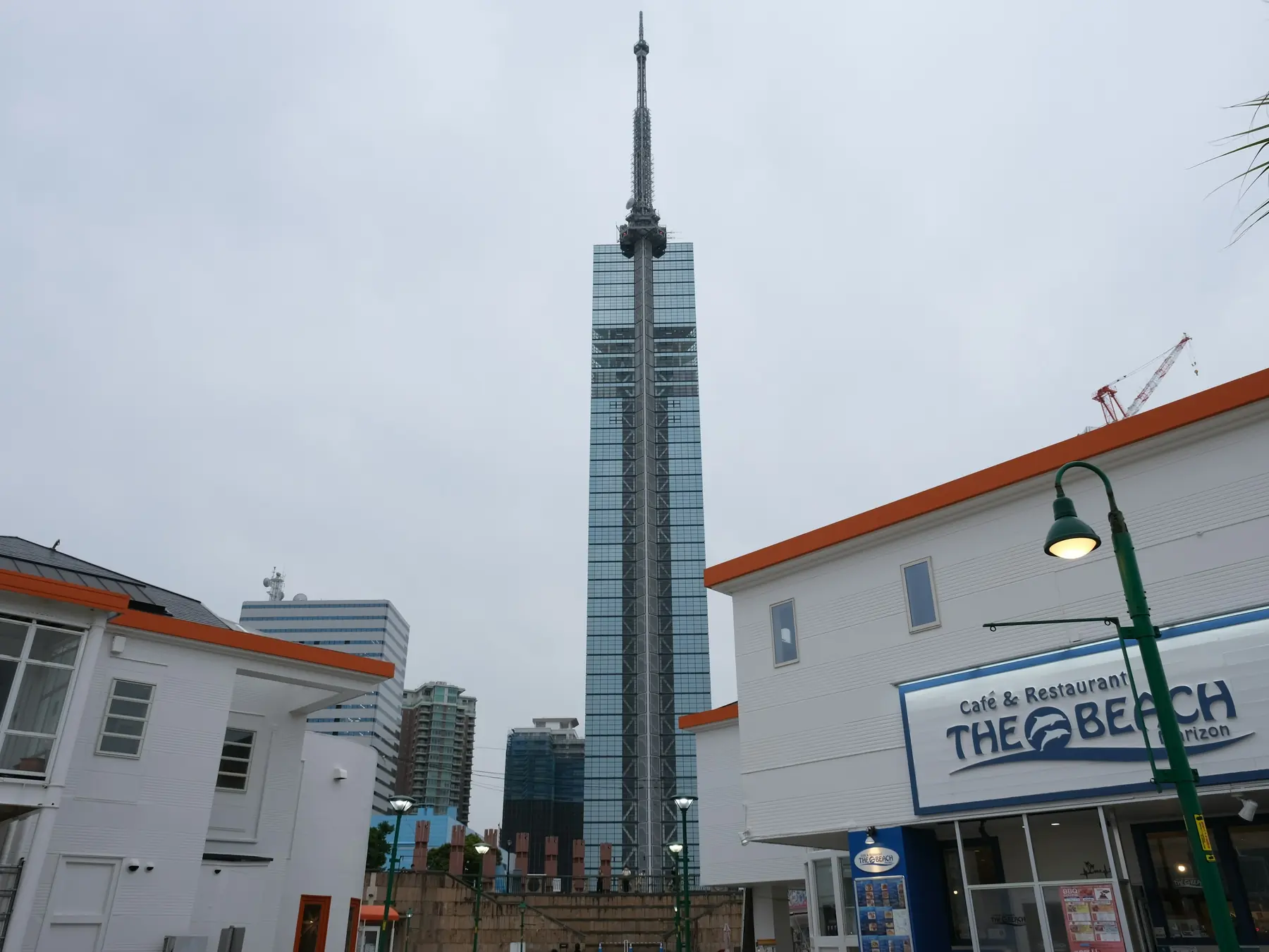 Fukuoka Tower rising above the Seaside Momochi waterfront district.
