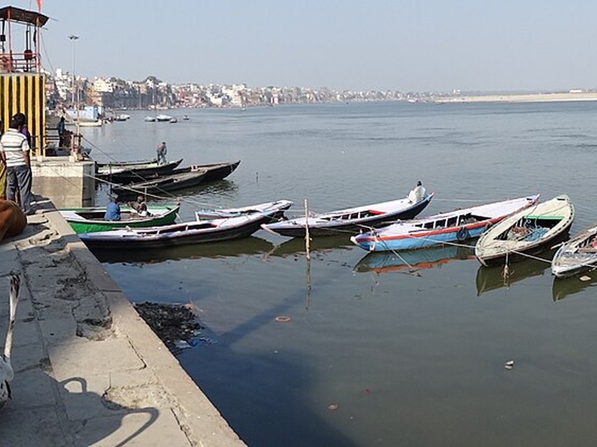 Varanasi ghats rising above the Ganges River