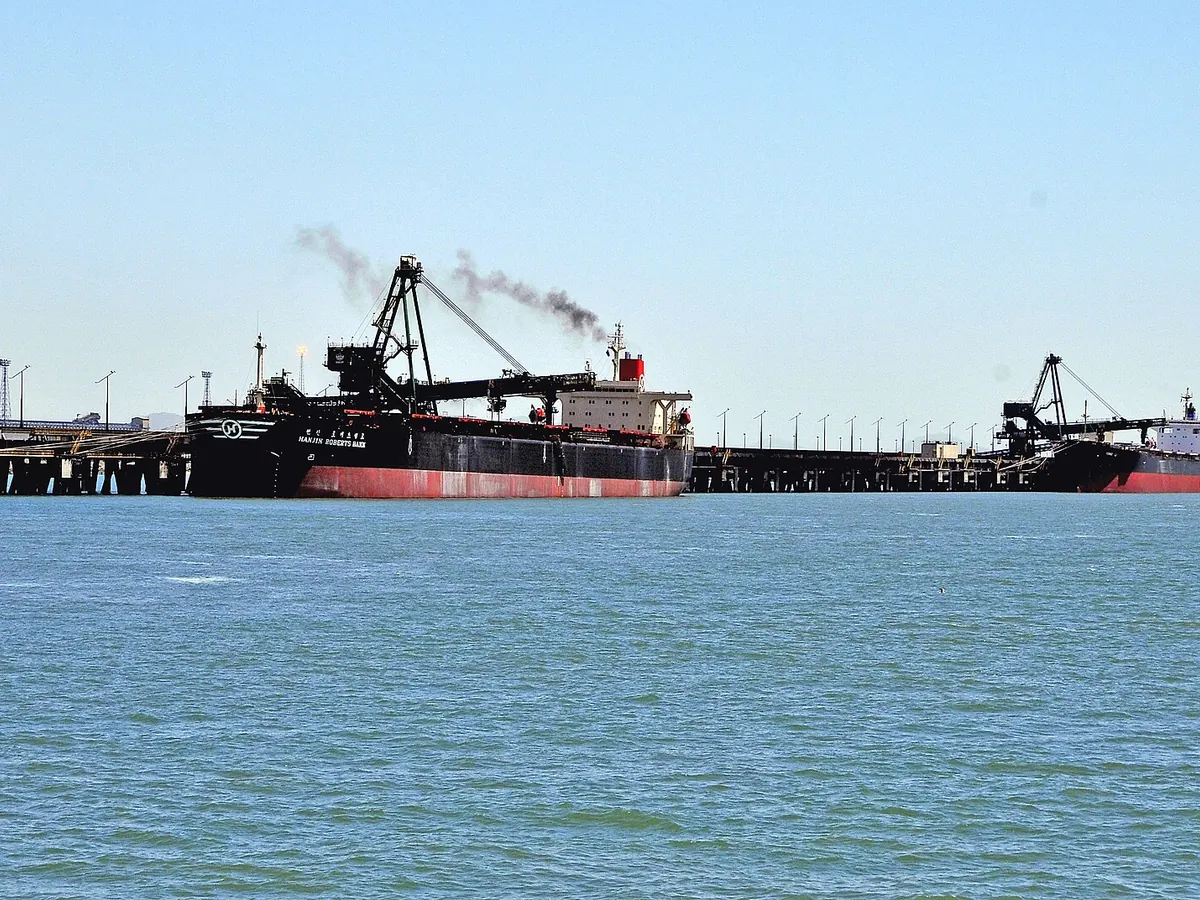 Bulk carriers berthed at a loading terminal in the Port of Gladstone
