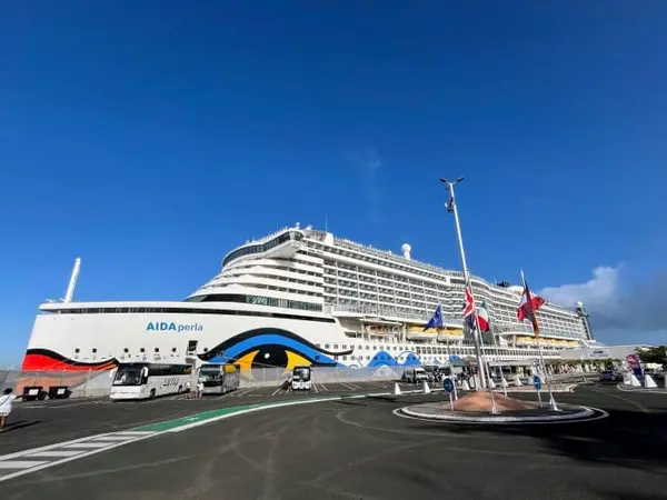 Cruise ship berthed at the Pointe-à-Pitre terminal