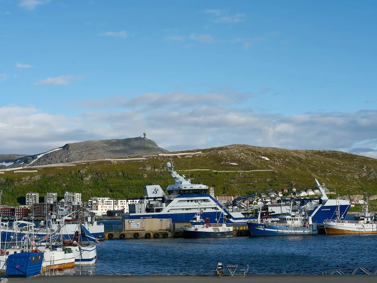 View of Hammerfest cruise port and waterfront