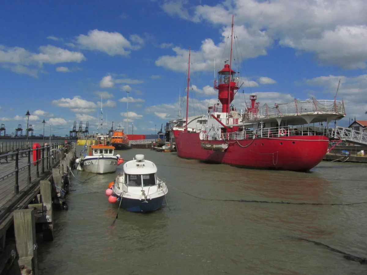Red Lightship LV18 moored beside Ha'penny Pier in Harwich