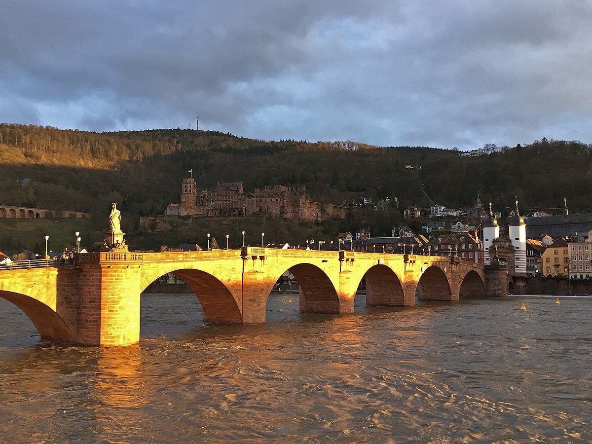 Old Bridge across the Neckar river at sunset, Heidelberg in Heidelberg, Germany
