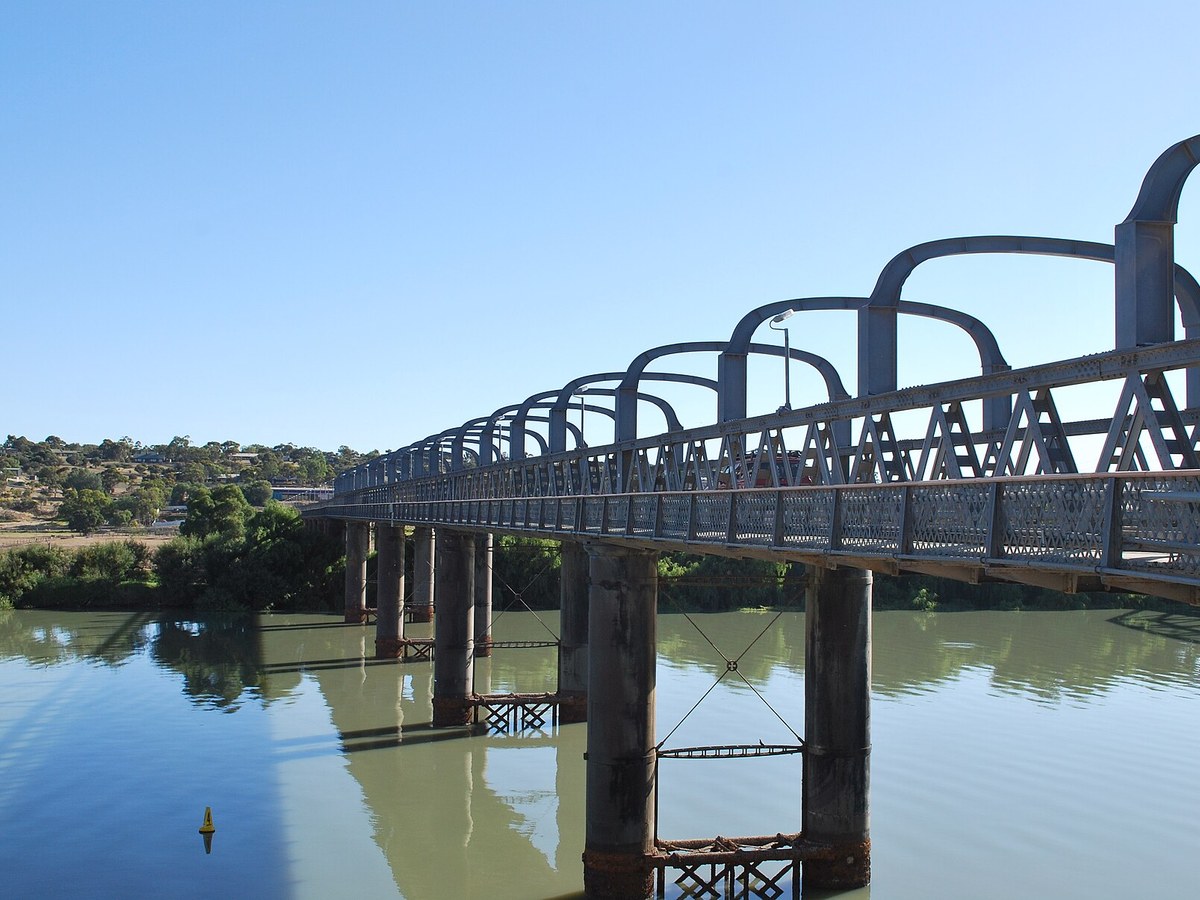 Historic bridge spanning the Murray River at Murray Bridge, South Australia