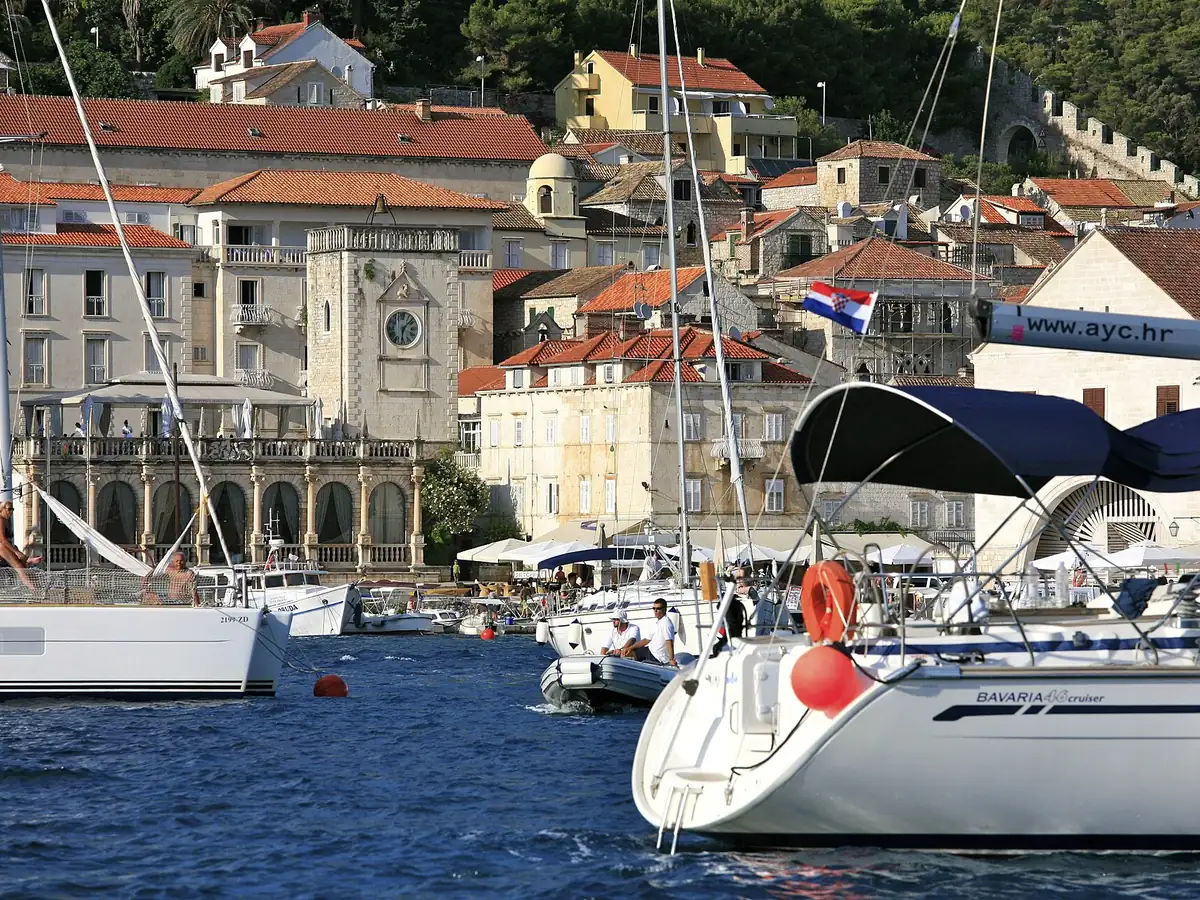 View of Hvar cruise port and waterfront