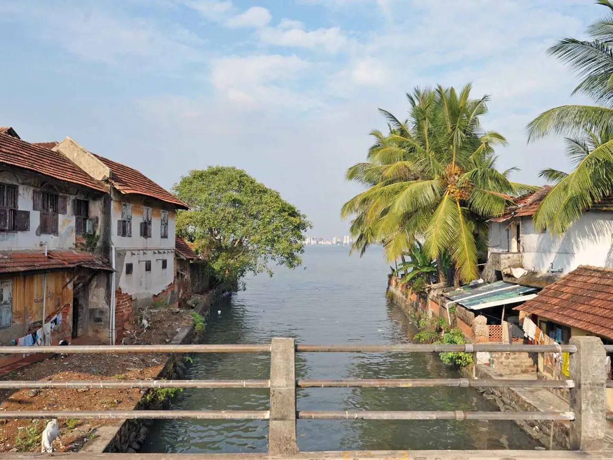 View of the Kochi port area in Kerala, India