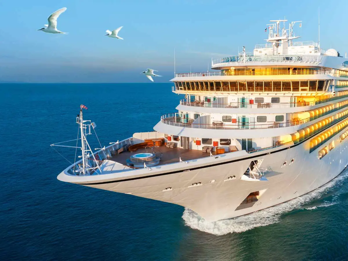 Cruise ship sailing off the Italian coast