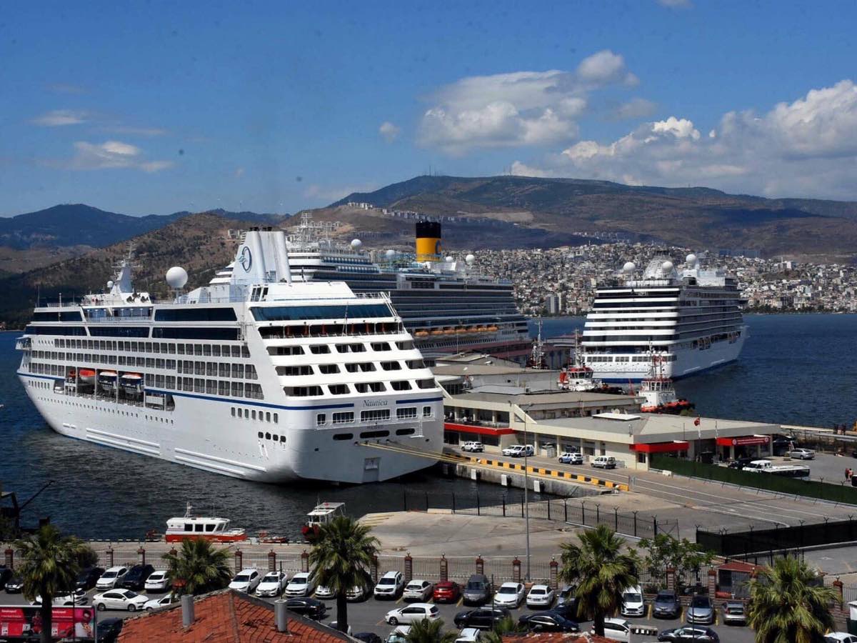 Three cruise ships berthed at İzmir Alsancak Port