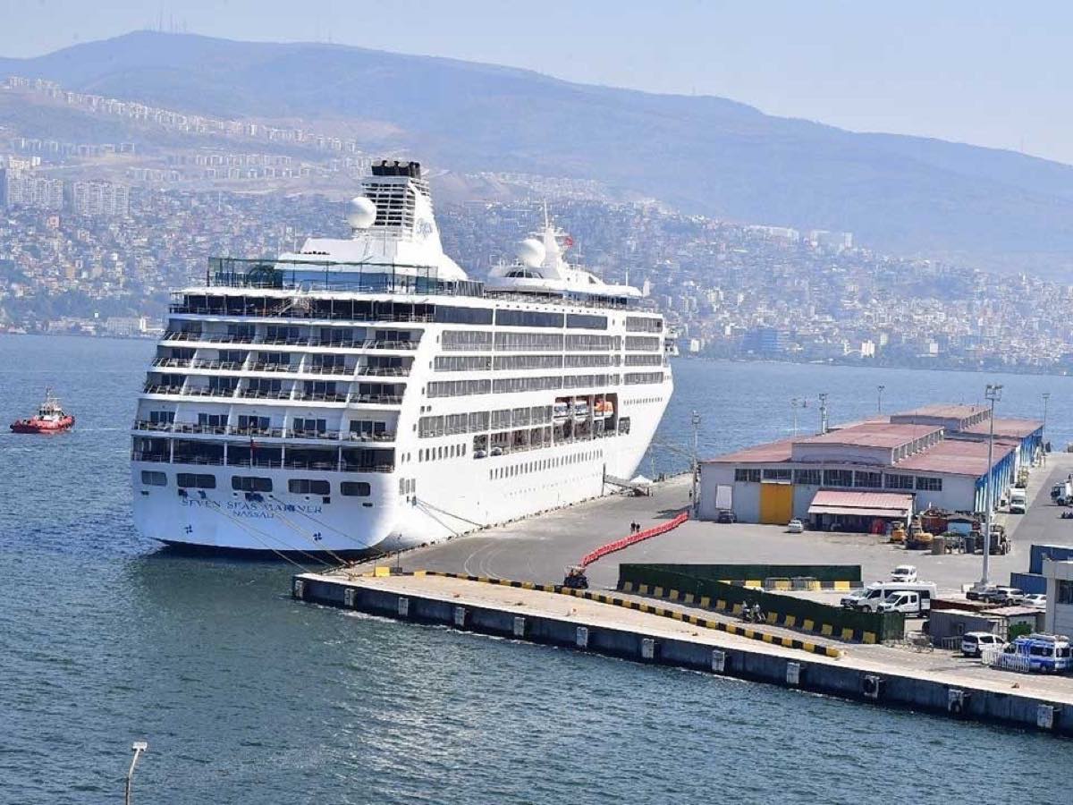 Cruise ship moored at the passenger quay in İzmir