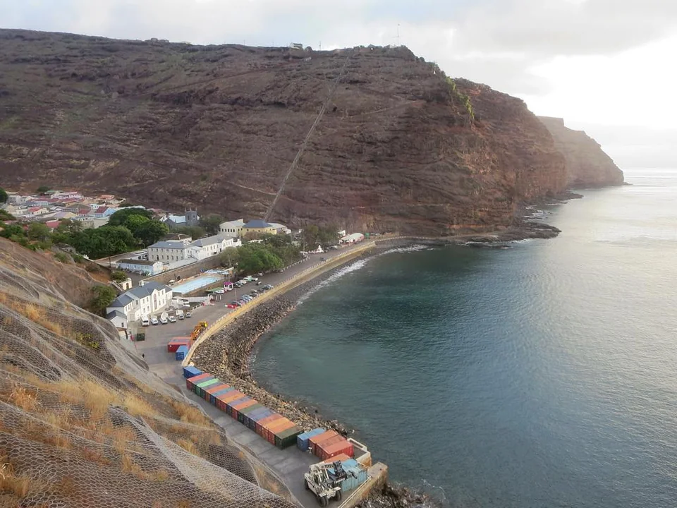 View of Jamestown Saint Helena cruise port and waterfront
