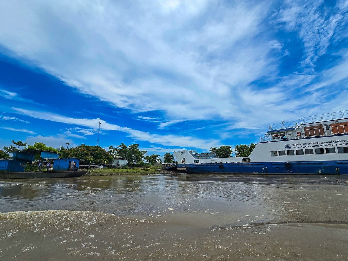 Nimati Ghat, one of the biggest river port of Assam at Jorhat and Neamati Ghat, Assam, India