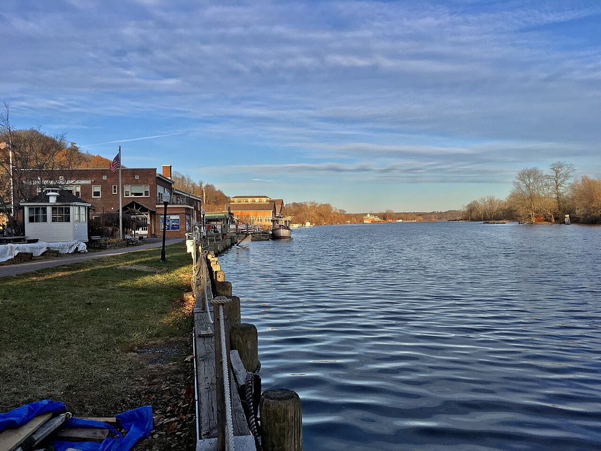 Rondout Creek riverfront and docks in Kingston, New York