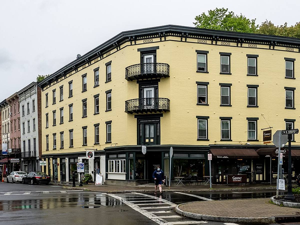 Historic Rondout district streetscape in Kingston, New York