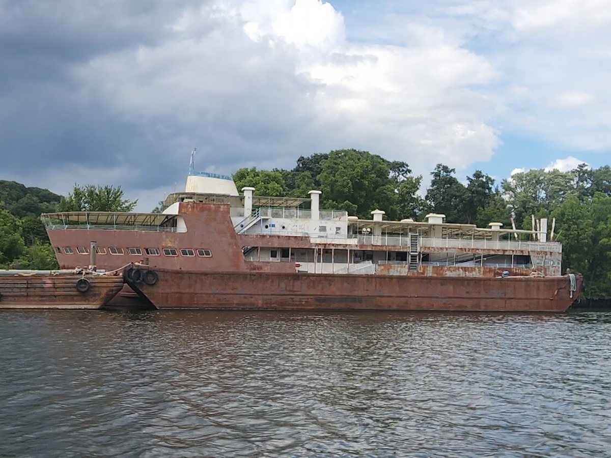 Historic vessel moored along Rondout Creek in Kingston, New York