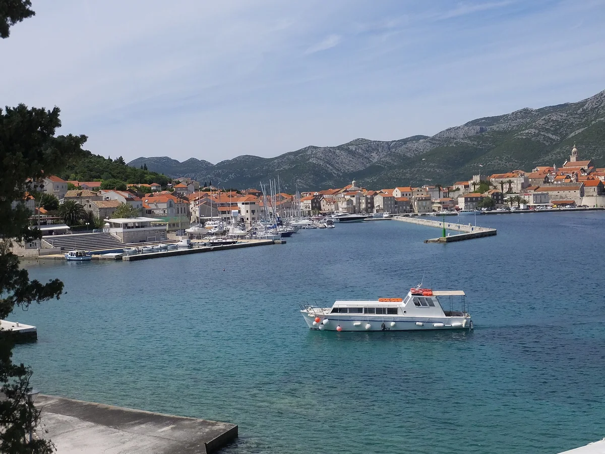 View of Korčula cruise port and waterfront