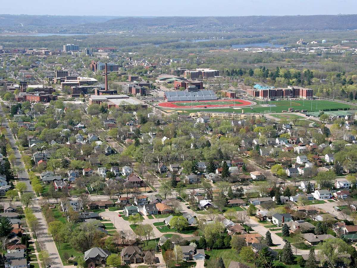 La Crosse city and Mississippi River valley viewed from Grandad Bluff
