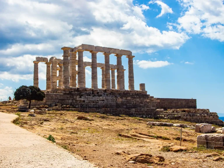 Temple of Poseidon at Cape Sounion near Lavrion, Greece
