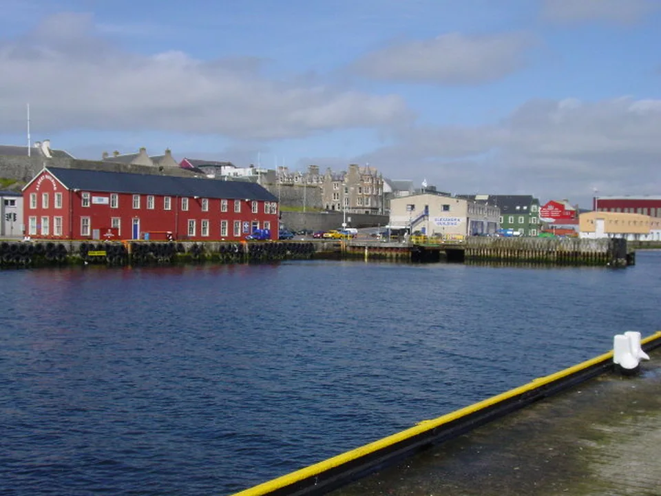 View of Lerwick cruise port and waterfront