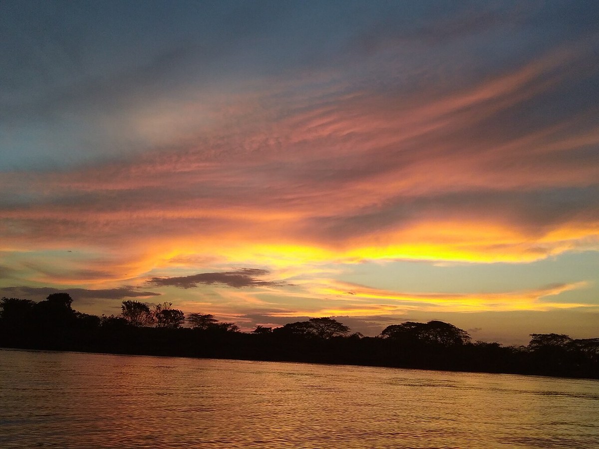 Sunset over the Magdalena River in Magangué, Colombia