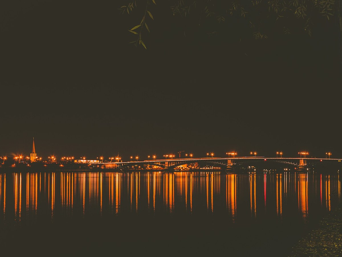 Theodor-Heuss-Brücke-Mainz-Nightshot in Mainz, Germany